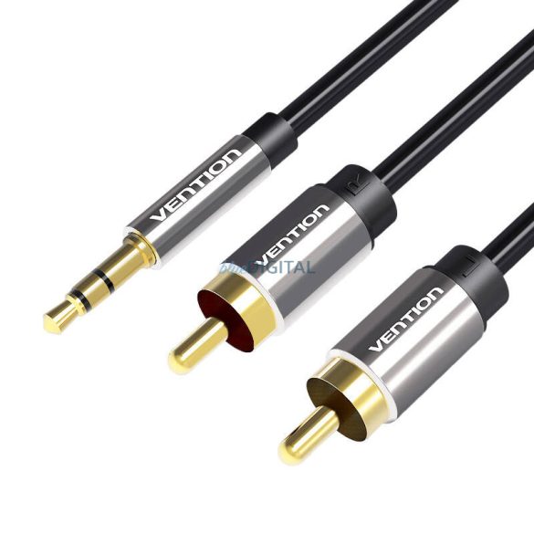 3,5 mm-es male és 2x RCA male audió kábel 2m Vention BCFBH Fekete