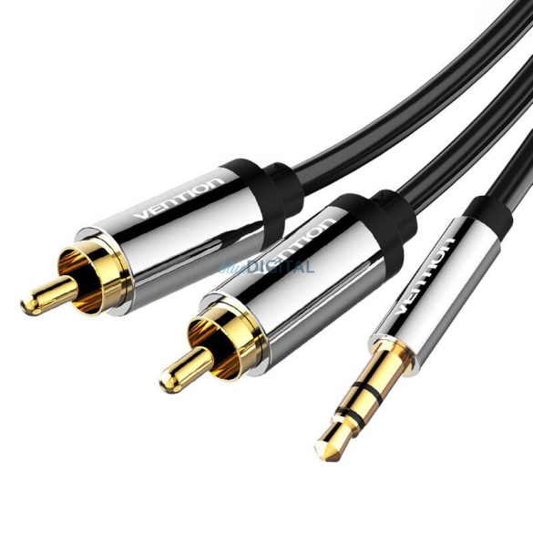 3,5 mm-es male és 2x RCA male audió kábel 2m Vention BCFBH Fekete