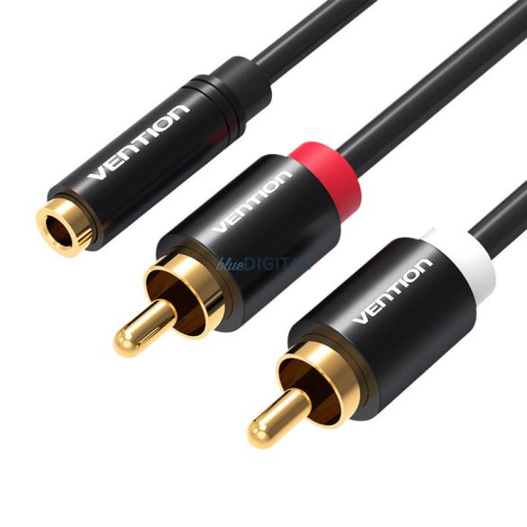 3.5mm Female to 2x RCA Male Audio kábel 1m Vention VAB-R01-B100 Fekete