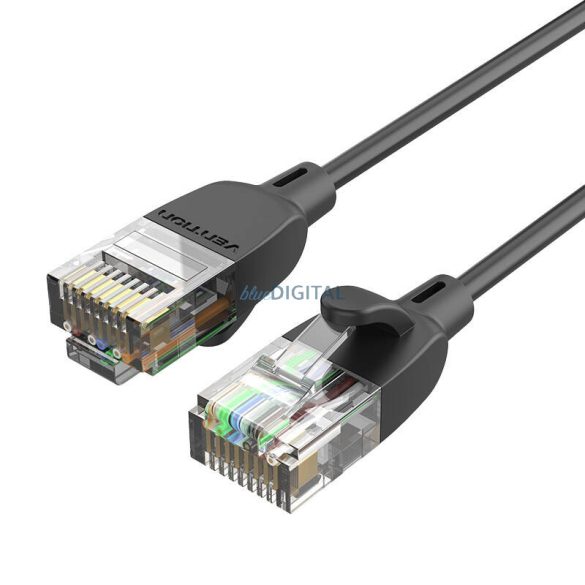 UTP 6A kategóriás hálózati kábel Vention IBIBH 2m Fekete Slim típus
