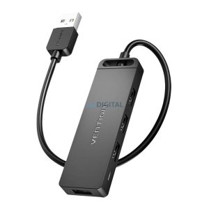 USB 2.0 4 portos Hub Tápadapter Vention CHMBB 0.15m, fekete