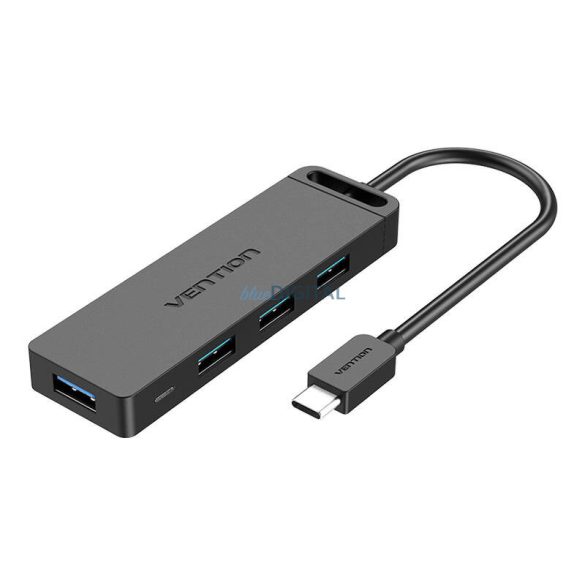 USB-C 3.0 hub 4 portos hálózati adapter Vention TGKBD 0,5m fekete ABS