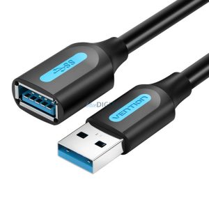 USB 3.0 male és Female hosszabbító kábel Vention CBHBF 1m Fekete PVC