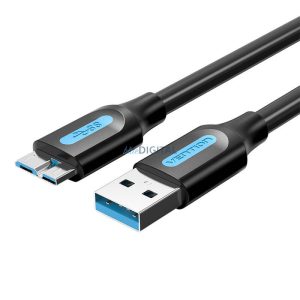 USB 3.0 A férfi és Micro-B férfi kábel Vention COPBH 2m Fekete PVC