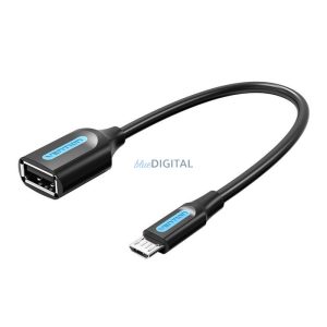 Adapter Micro-USB 2.0 M to F USB-A OTG Vention CCUBB 0.15m (Fekete)