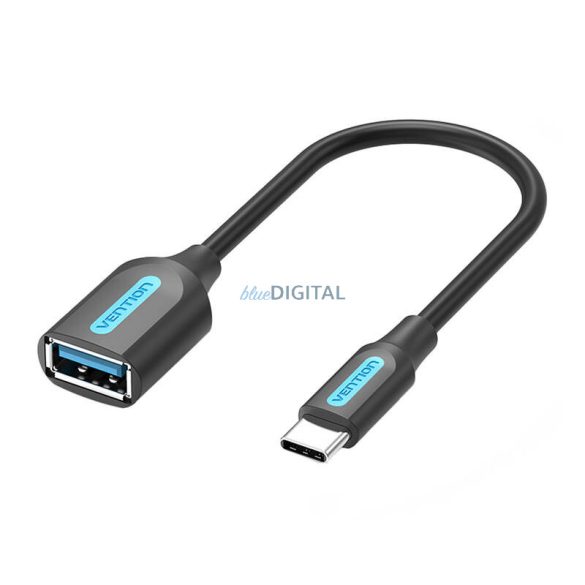 USB-C 3.1 male USB-A Female OTG kábel Vention CCVBB 0.15m, Fekete, PVC