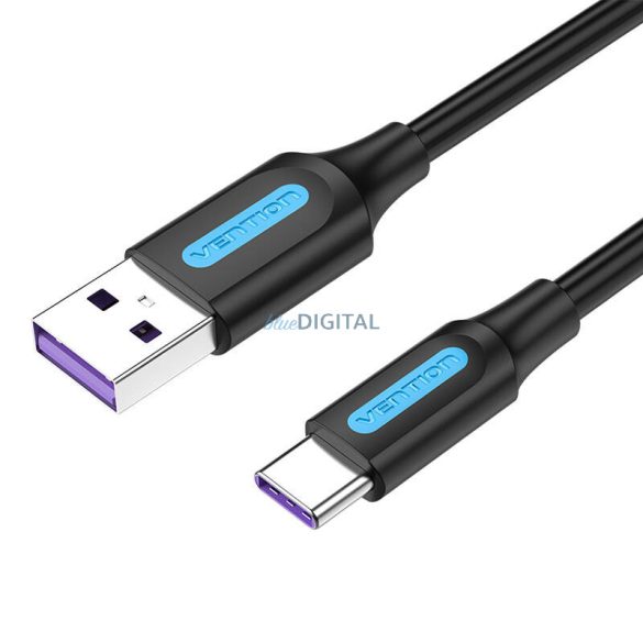 USB 2.0 A - USB-C 5A kábel Vention CORBG 1,5m Fekete PVC
