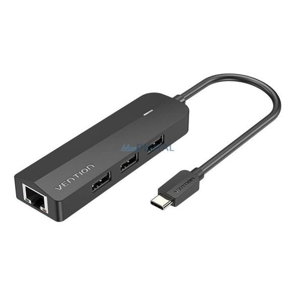 USB-C és 3x USB 2.0, RJ45, Micro-B hub Vention TGOBB 0.15m, Fekete