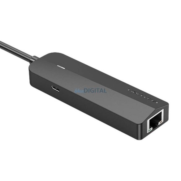 USB-C és 3x USB 2.0, RJ45, Micro-B hub Vention TGOBB 0.15m, Fekete