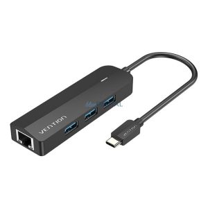 USB-C és 3x USB 3.0, RJ45, Micro-B hub Vention TGPBB 0.15m Fekete