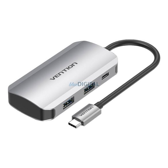 USB-C dokkoló állomás 4x USB3.0, PD 0.15m Vention TNBHB (szürke)