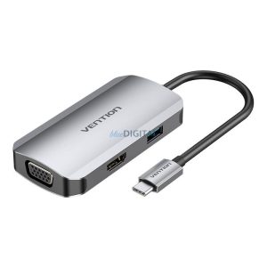 Vention TOAHB USB-C dokkoló állomás HDMI, VGA, USB 3.0, PD 0.15m, szürke