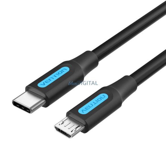 USB-C 2.0 és Micro-B 2A kábel 1m Vention COVBF fekete