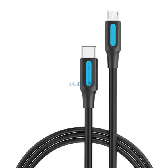 USB-C 2.0 és Micro-B 2A kábel 2m Vention COVBH fekete