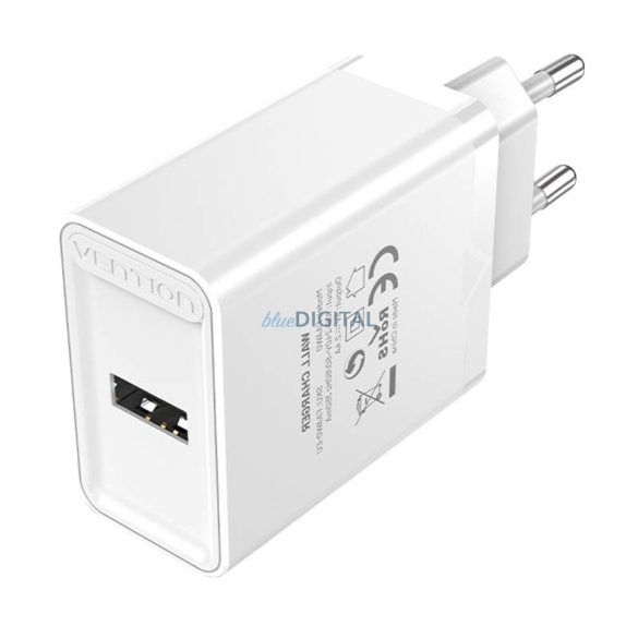 Fali töltő EU USB-A Vention FAAW0-EU 12W, 2,4A, (fehér)