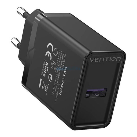 Vention FACB0-EU hálózati töltő 1xUSB-A csatlakozással 22.5W - fekete