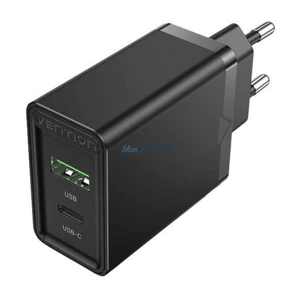 Fali töltő EU USB-A(18W), USB-C(20W) Vention FBBB0-EU, 2,4A, PD3.0 (fekete)