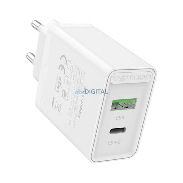 USB(A+C) fali töltő Vention FBBW0-EU (18W/20W) Fehér