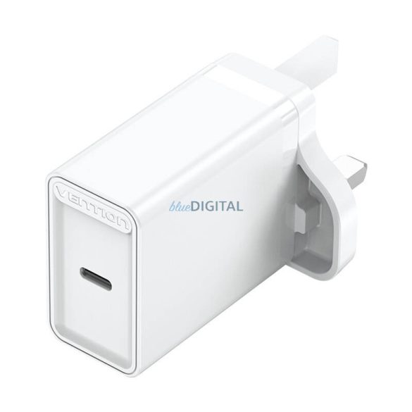 USB-C fali töltő Vention FADW0-UK (20 W) UK Fehér