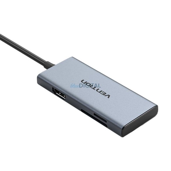 USB-C HDMI, 3x USB 3.0, SD, TF Hub Vention TOOHB 0.15m szürke