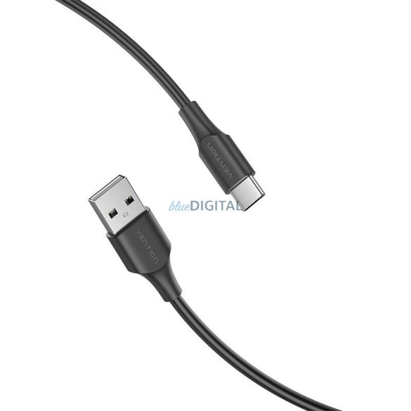 USB 2.0 A és USB-C 3A kábel 0,25m Vention CTHBC fekete