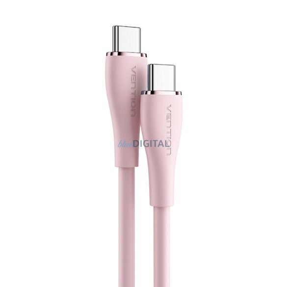 USB-C 2.0 USB-C 5A kábel Vention TAWPF 1m rózsaszín szilikon USB-C 5A kábelre