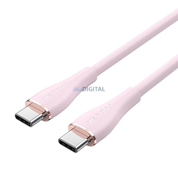 USB-C 2.0 USB-C 5A kábel Vention TAWPF 1m rózsaszín szilikon USB-C 5A kábelre