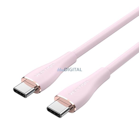USB-C 2.0 USB-C 5A kábel Vention TAWPG 1.5m rózsaszín szilikon USB-C 5A kábelre