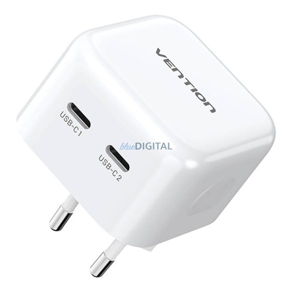 Vention FBPW0-EU hálózati töltő 2xUSB-C csatlakozással GaN 35W - fehér