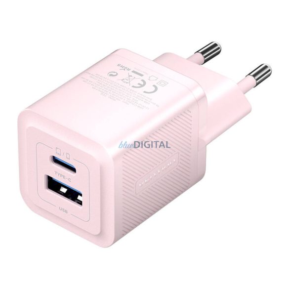 Vention FEQP0-EU hálózati töltő 1xUSB-A és 1xUSB-C csatlakozással 30W GaN - rózsaszín