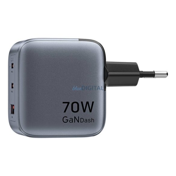 Vention FEXH0-EU hálózati töltő 1xUSB-A és 2xUSB-C csatlakozással 70W GaN PD QC - szürke