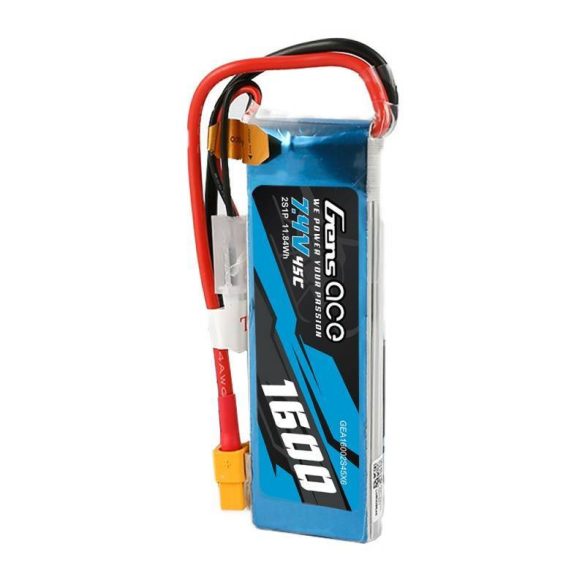 GensAce LiPo 1600mAh 7.4V 45C 2S1P XT60 akkumulátor