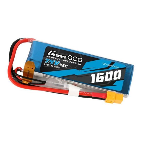 GensAce LiPo 1600mAh 7.4V 45C 2S1P XT60 akkumulátor