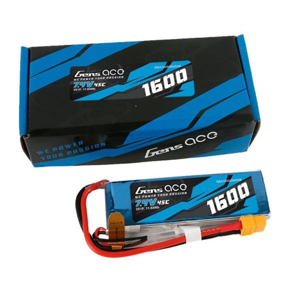 GensAce LiPo 1600mAh 7.4V 45C 2S1P XT60 akkumulátor
