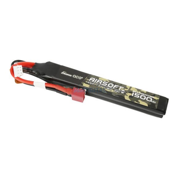 Gens ace 25C 1500mAh 2S1P 7.4V Nunchuck 2X Airsoft Gun Lipo akkumulátorT Plug