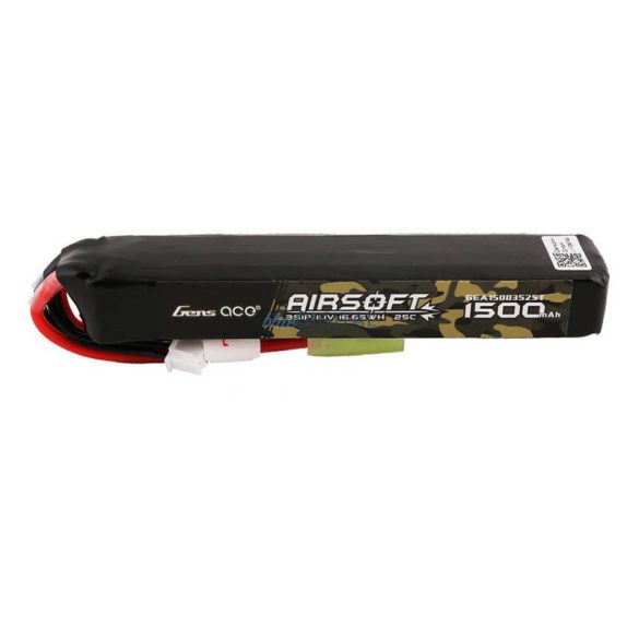 Gens ace 25C 1500mAh 3S1P 11.1V Airsoft Gun Lipo Batterymini Tamiya Plug Tamiya akkumulátor