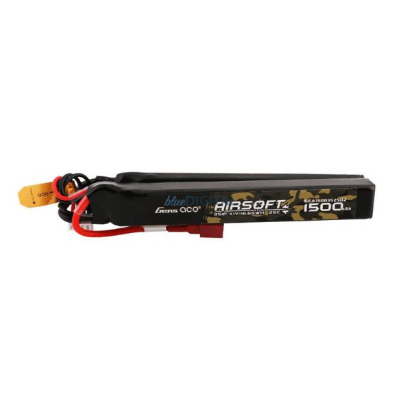 Gens ace 25C 1500mAh 3S1P 11.1V Nunchuck 2X Airsoft Gun Lipo akkumulátorT Plug