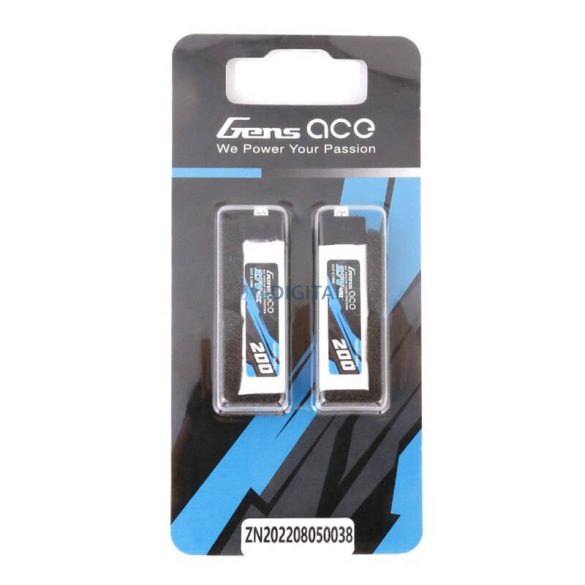 Gens ace 200mAh 3.7V 45C 1S1P Lipo akkumulátor (2db)