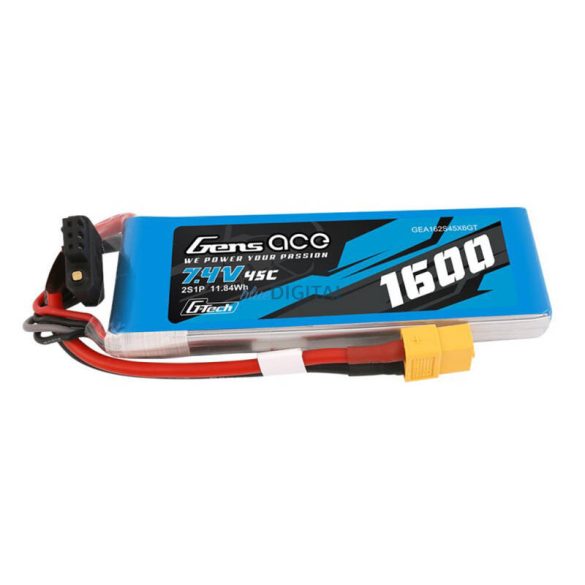 Gens Ace G-Tech LiPo 1600mAh 7.4V 45C 2S1P XT60 akkumulátor GensAce G-Tech 1600mAh 7.4V 45C 2S1P XT60