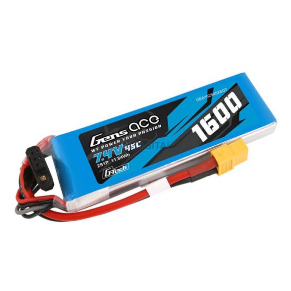 Gens Ace G-Tech LiPo 1600mAh 7.4V 45C 2S1P XT60 akkumulátor GensAce G-Tech 1600mAh 7.4V 45C 2S1P XT60