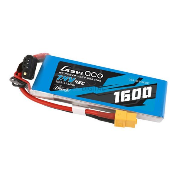 Gens Ace G-Tech LiPo 1600mAh 7.4V 45C 2S1P XT60 akkumulátor GensAce G-Tech 1600mAh 7.4V 45C 2S1P XT60