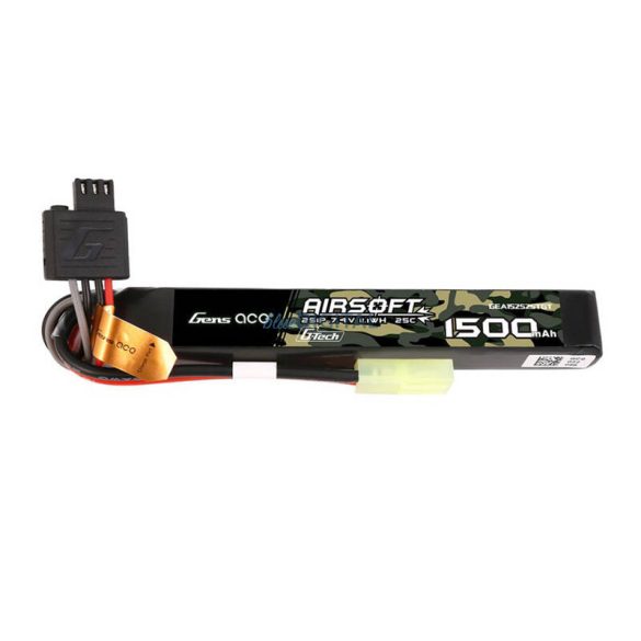 Gens ace G-Tech 25C 1500mAh 2S1P 7.4V Airsoft Gun Lipo Batterymini Tamiya Plug akkumulátorok