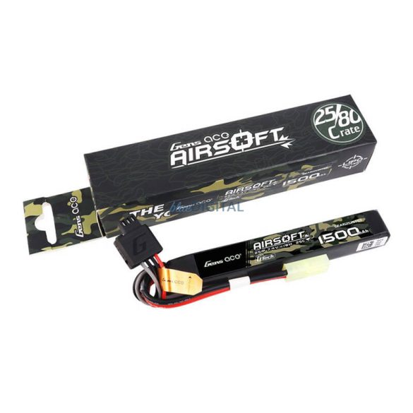 Gens ace G-Tech 25C 1500mAh 2S1P 7.4V Airsoft Gun Lipo Batterymini Tamiya Plug akkumulátorok