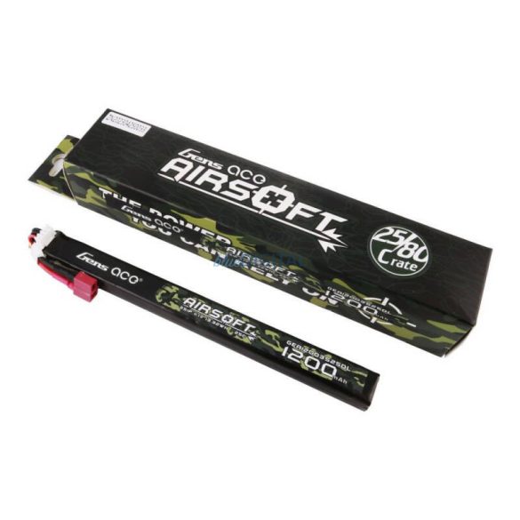 Gens Ace 25C 1200mAh 3S1P 11.1V Airsoft Gun Lipo akkumulátor T Plug Hosszú méret