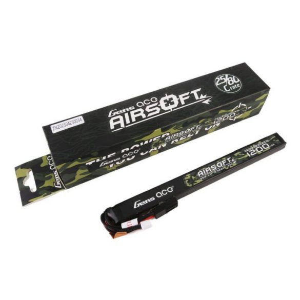 Gens ace 25C 1200mAh 3S1P 11.1V Airsoft Gun Lipo akkumulátor mini Tamiya csatlakozóval Hosszú méret