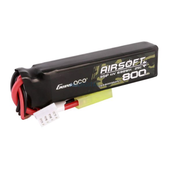 Gens Ace Lipo 800MAH 11.1V 25C 3S1P Airsoft Gun Lipo Batterymini Tamiya Plug akkumulátorok