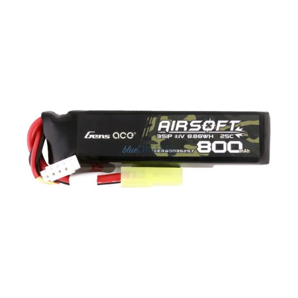 Gens Ace Lipo 800MAH 11.1V 25C 3S1P Airsoft Gun Lipo Batterymini Tamiya Plug akkumulátorok