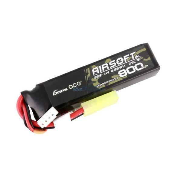 Gens Ace Lipo 800MAH 11.1V 25C 3S1P Airsoft Gun Lipo Batterymini Tamiya Plug akkumulátorok