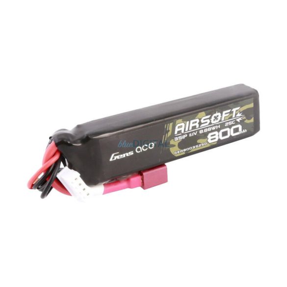 Gens Ace Lipo 800MAH 11.1V 25C 3S1P Airsoft Gun Lipo BatteryT (Deans) dugó