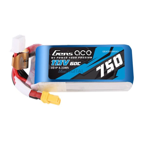 GENS ACE 750MAH 11.1V 60C 3S1P LIPO AKKUMULÁTOR CSOMAGXT30